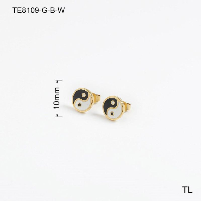 Manufacturer Custom Waterproof Never Fade Fashion jewellery Wholesale New Arrivals Tai Ji Eight Diagrams 14K 18K 24K Earring Stud