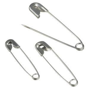 Wholesale Custom Fancy Decorative Plated Silver Iron Metal 28mm safety Safety Pin Set