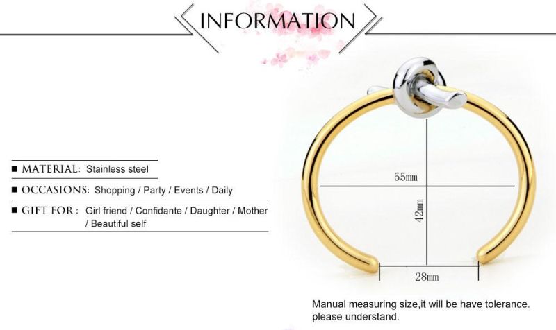 New Stainless Steel Knot Bangle Cuff Opening Bracelet