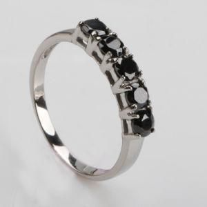 Ring Made of 316L Stainless Steel with Black Czs