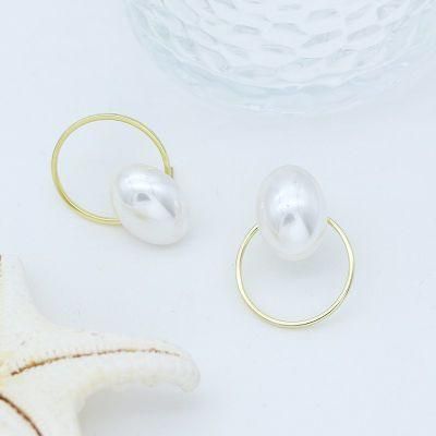 Vintage Freshwater Pearl Hoop 14K Gold Plated Copper Alloy Fashion Jewelry Earrings New Arrivals 2022 for Gift
