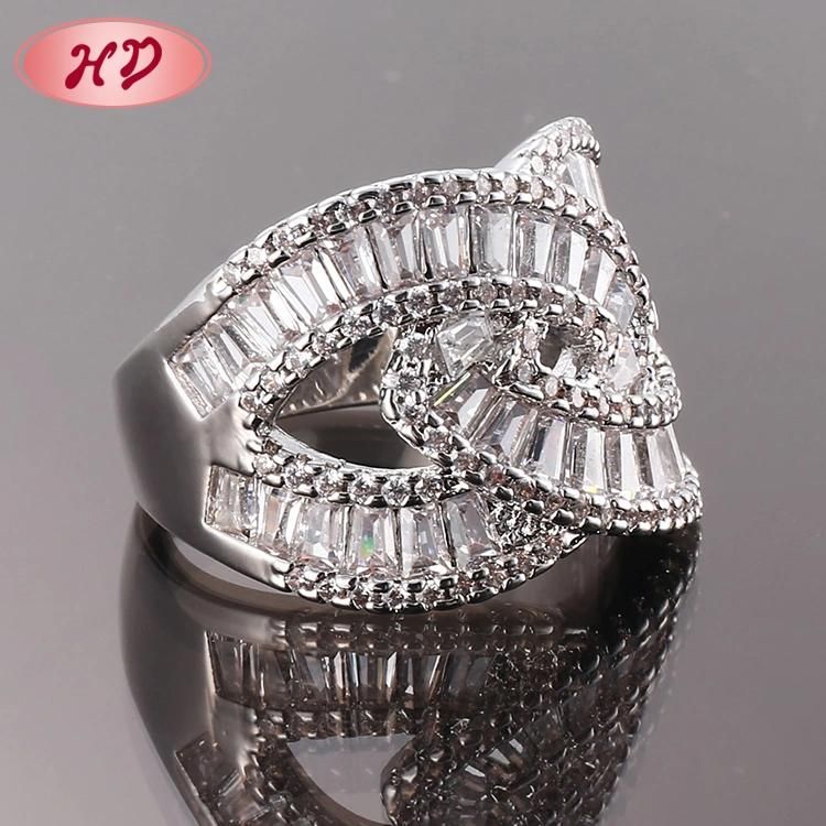 Fashion Women Silver Stainless Steel Rhodium Plated Engagement Wedding Finger Rings Jewelry
