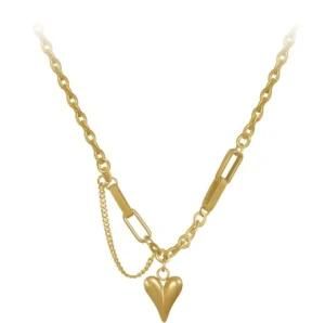 Wholesale New Arrival Women No Rust Heart Pendant 18K Gold Plated Stainless Steel Necklace Jewelry