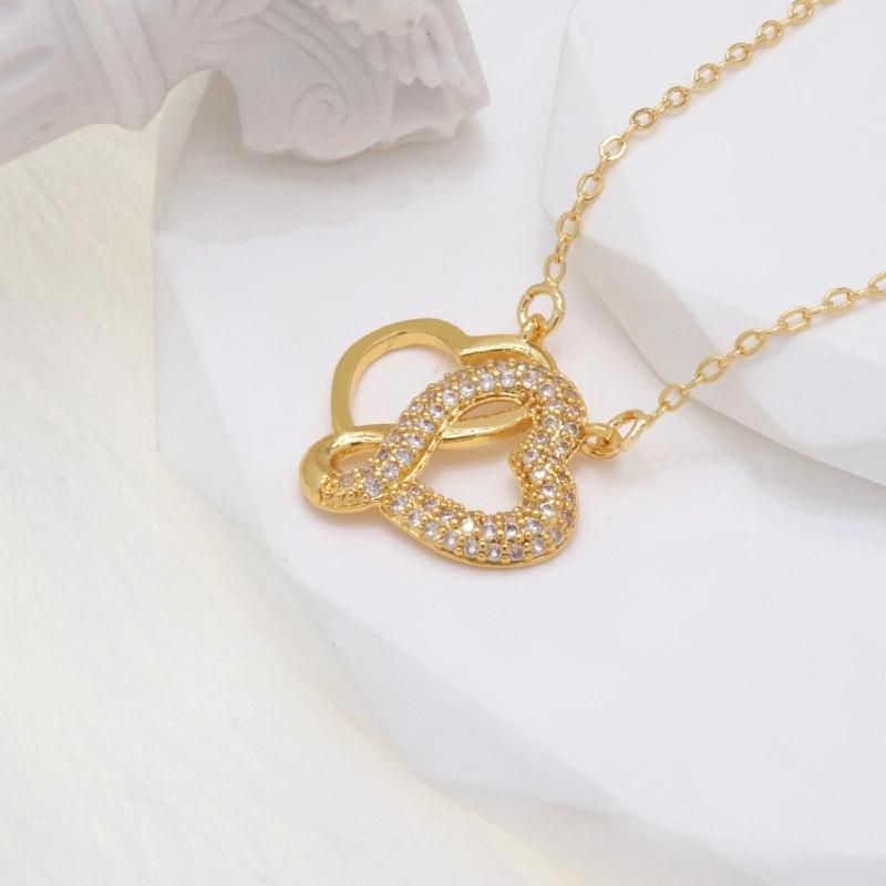 Wholesale Pave 18K Zircon Heart Shape Fashion Jewelry Necklace