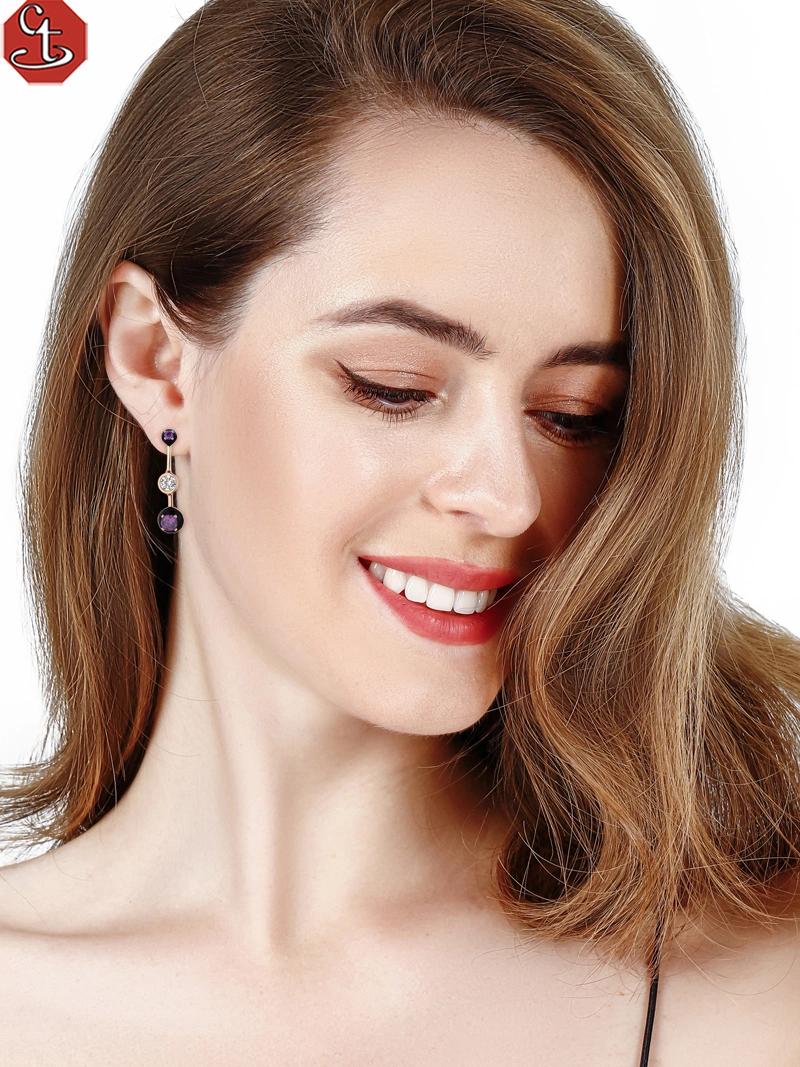 New designs fashion jewelry drop 5A zircon Enamle silver Earrings