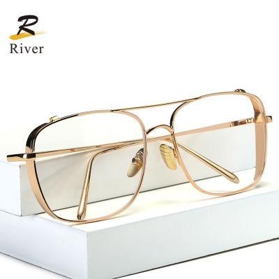 Double Beam Retro Optical Metal Glasses Frames Eyeglass Optical Frame China Manufacturers
