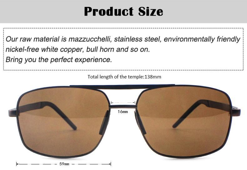 Metal Fashion Square Design Stock Polarized Men Sunglasses