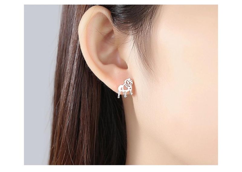 Tiger and Lion Design Hollow out Ear Stud