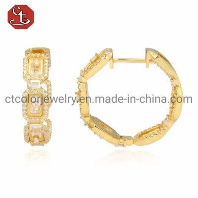 925 Silver 18K Gold Elegant Circle Huggie Hoop Earrings Enamel Earring
