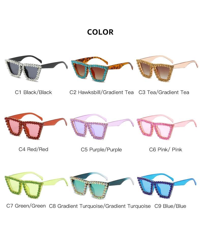 Oversize Unique Female Luxury Rhinestones UV400 Sunglasses