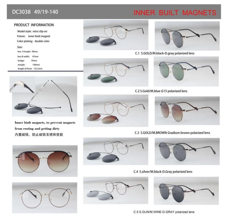 Ready Goods Clip on Inner Build Magnetic Magnet Frames Clip on Sunglasses DC3035 - DC3039