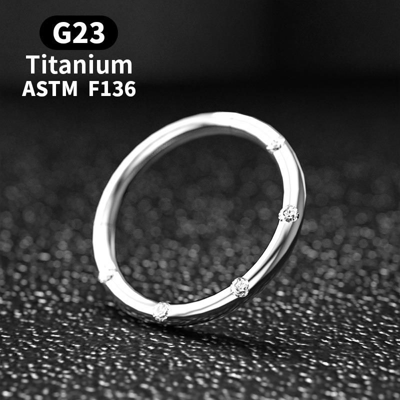 ASTM F136 Titanium Hinged Segment Ring Setting 5 Crystals Body Piercing Jewelry