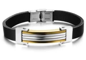 Adjustable Genuine Leather Bracelet Stainless Steel Buckle Bracelets&Bangles for Men Jewelry Gifts
