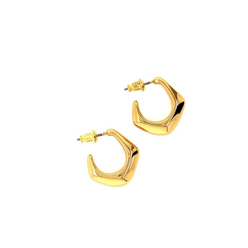 Gold Statement Geometric Huggie Round Earrings