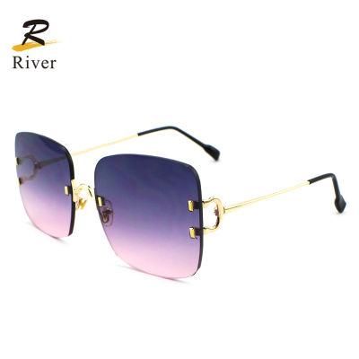 Square Popular Custom Logo Ready Frameless Women Sunglasses