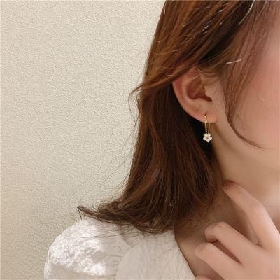 Fashion Tassel Chain Personalized Diamond Inlaid Transparent Flower Ear Buckle