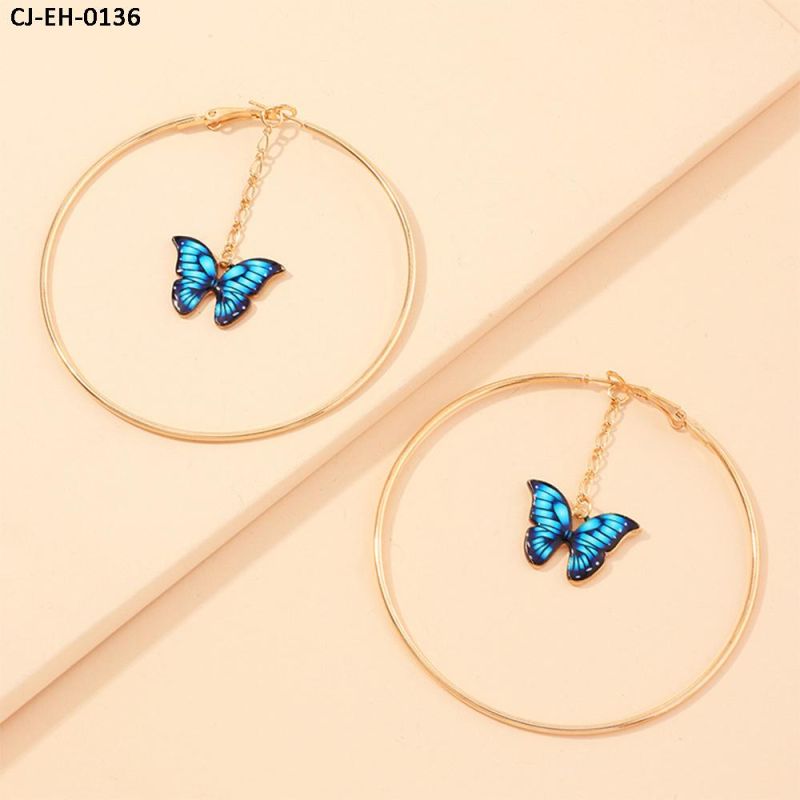 Wholesale Ins Hot Selling Temperament French Ring Hollow Earrings Custom Acrylic Women Butterfly Pendant Earrings Charm