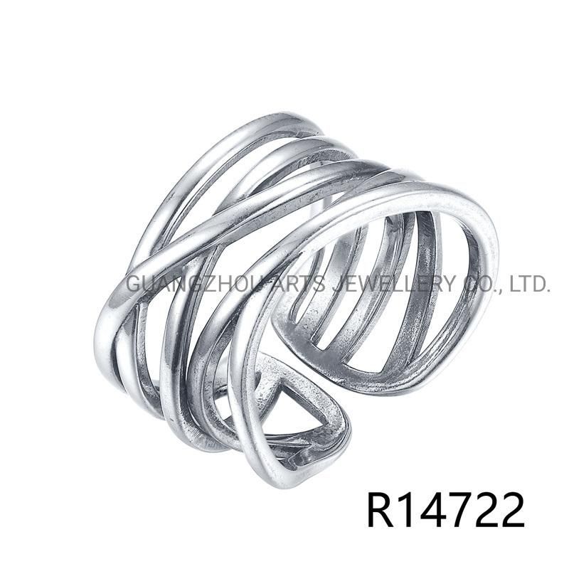 New & Latest 925 Sterling Silver Multilayer Line Irregular Adjustable Ring