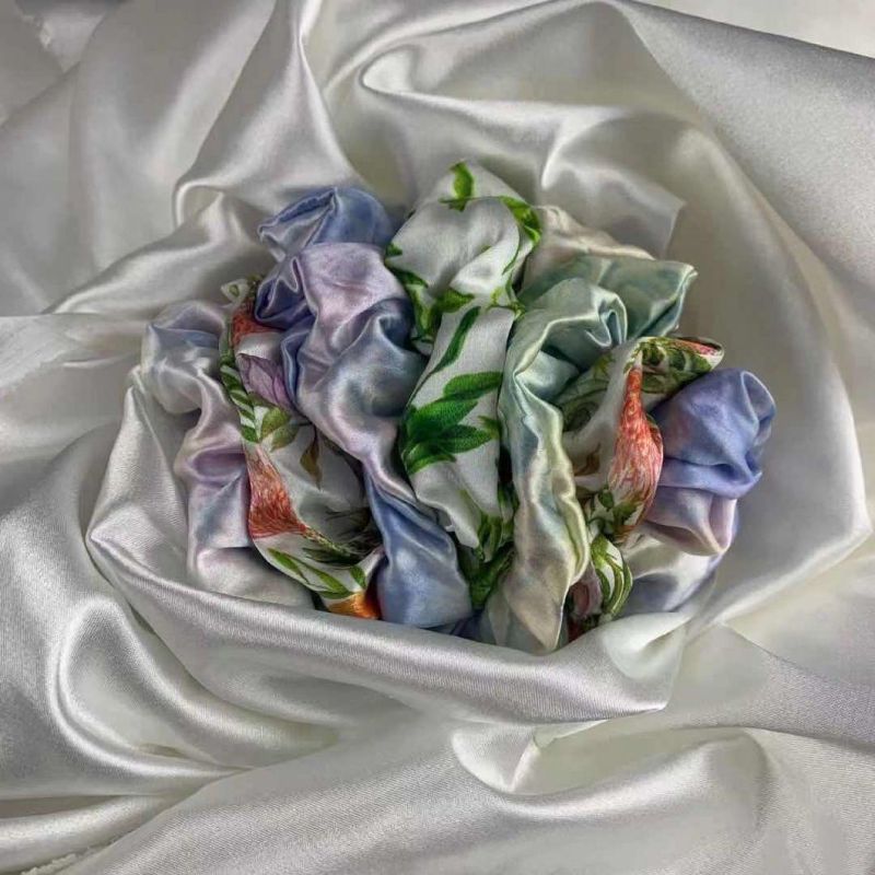 100% Mulberry Silk Solid Hair Scrunchies for Woven