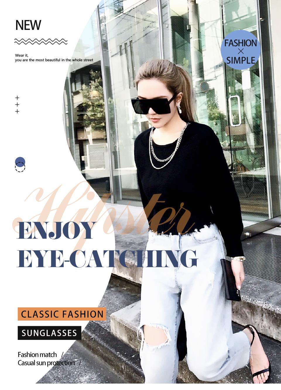 Oversize Sunglasses Fashion Women Sunglasses Black Square Sunglasses