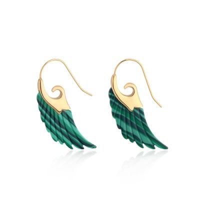 Enamel Stone Earring with Different Texture in Wing Carving Shape