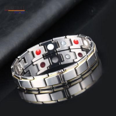 Magnetic Therapy Magnet Men&prime;s Titanium Steel Couple Bracelet