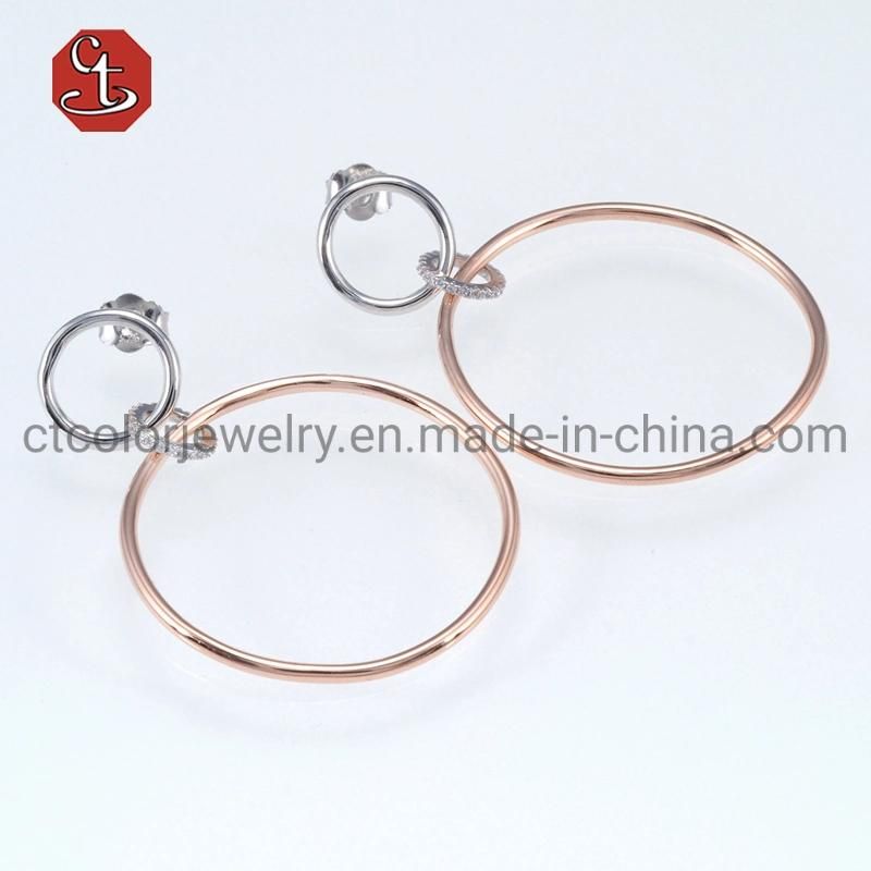 Fashion Jewelry Plain Round Wire Plain Simple Style 925 Silver Earrings Jewelry