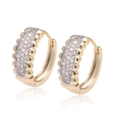 Saudi Cubic Zircon Simple Two-Color Pave Hoop Fashion Earrings