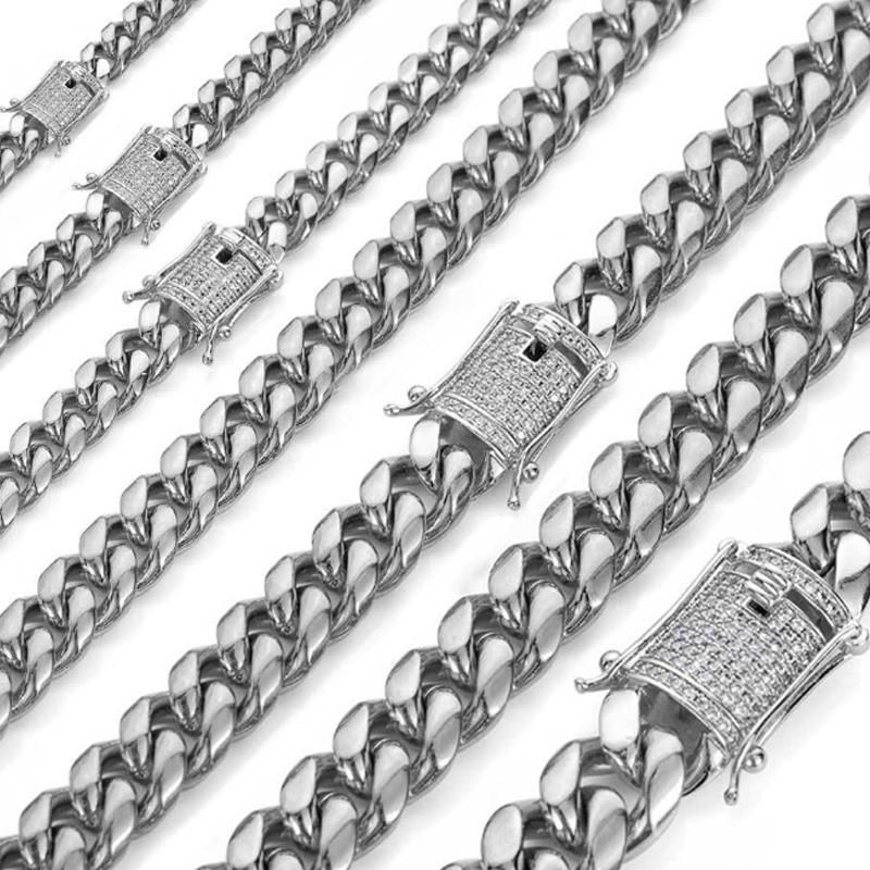 Women Men Stainless Steel Twist Rope Silver Gold Plated Curb Diamond Cuban Link Chain Necklace