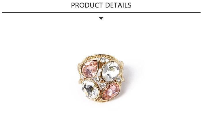 Ingenious Fashion Jewelry Glod Ring with Red White Rhinestone