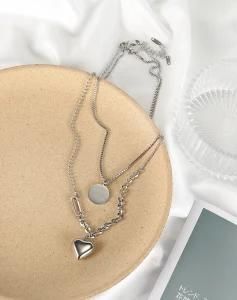 Fashion Jewelry Adjustable Women&#160; Stainless Steel Heart Coin Pendant Necklace&#160;