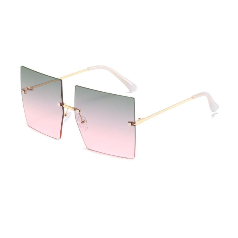 2020 No MOQ Square Metal Big Lens Fashion Sunglasses