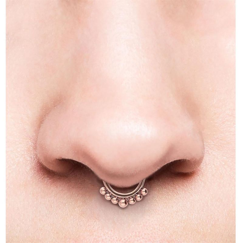 316L Surgical Steel Clicker Nose Ring Body Piercing Jewelry with 7 Balls