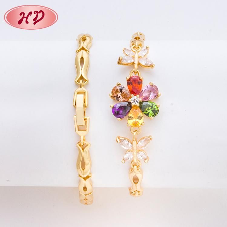 Hot Sale 18K Gold Fashion Jewelry Crystal Charm Bracelet