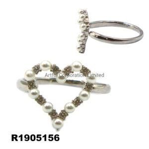 Fashion Jewelry Heart Ring Silver Ring Fashion Ring Pearl Ring