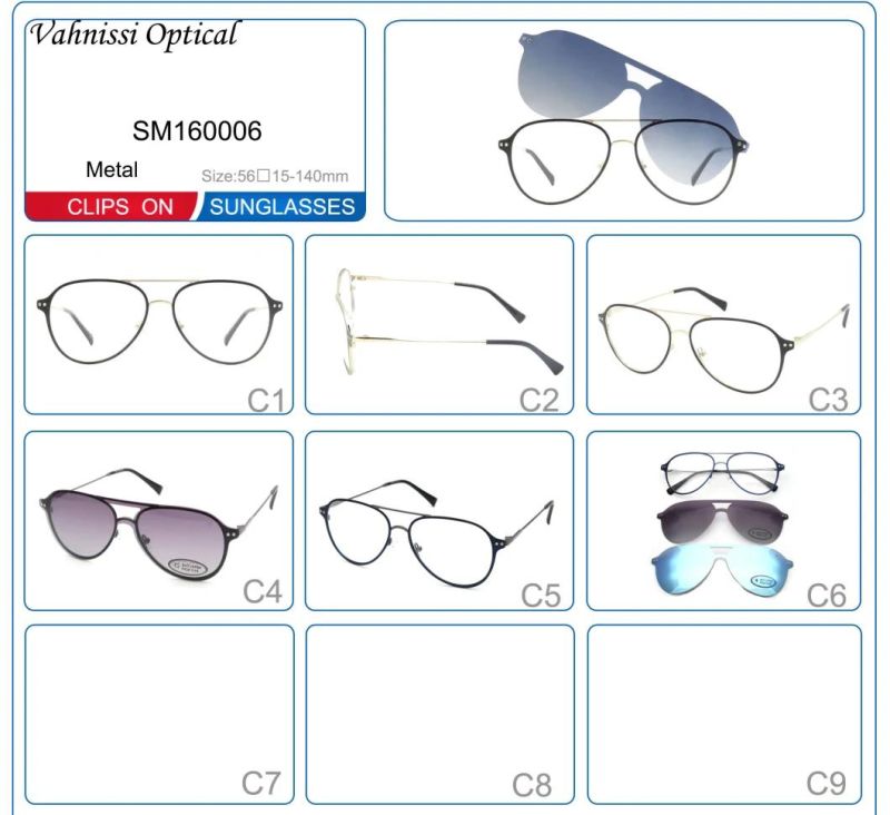 Magnetic 3025 Classical Styles Metal Clip on Sunglasses for Men