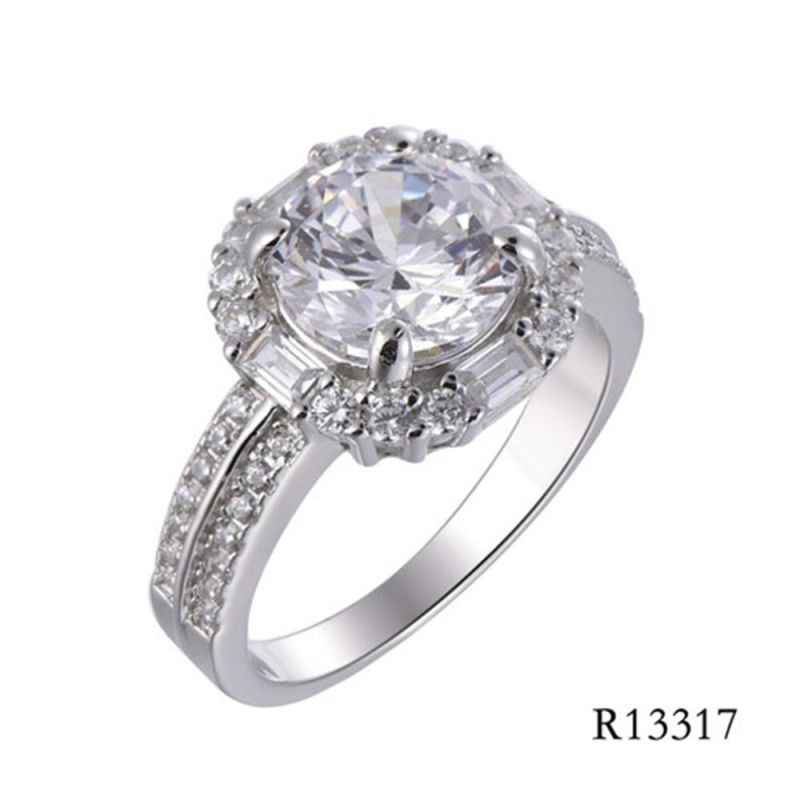 Elegant Micro Pave Setting 925 Sterling Silver Wedding Ring