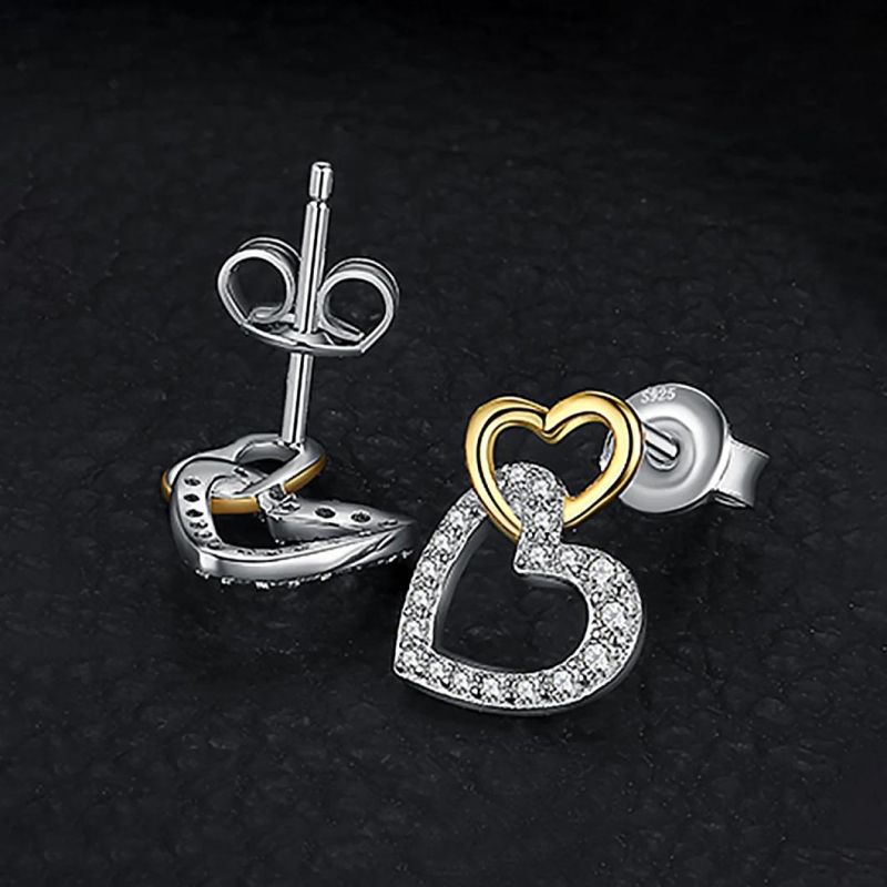 925 Sterling Silver Infinity Love Hearts Pave Cubic Zirconia Stud Earrings for Women Wholesale