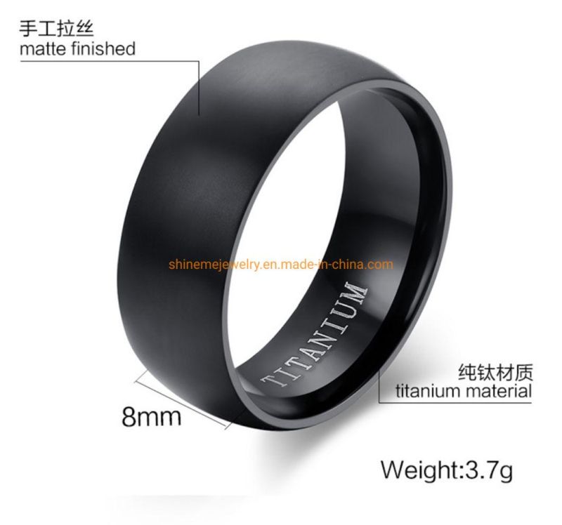 Factory Wholesale Fashion Jewelry Men Rings Solid Titanium Jewelry Fashion Men′s Rings Classic Black Titanium Rings Tr1996