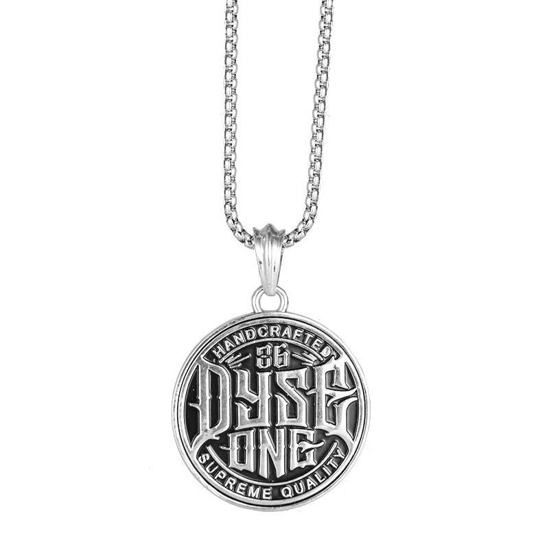 Men Hiphop Sweater Chain Round Double Sided Necklace