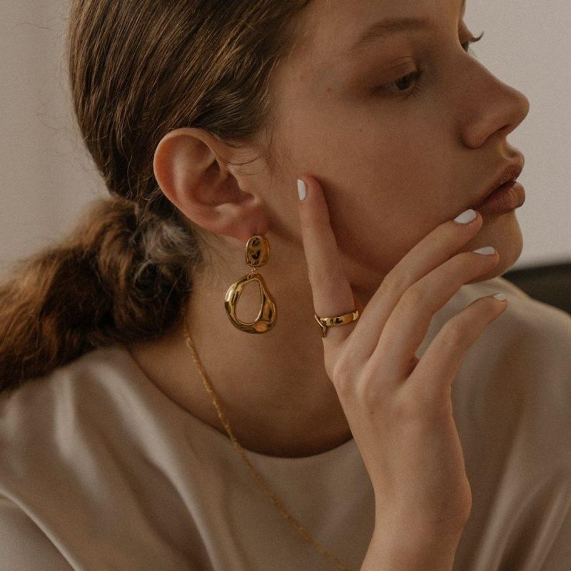 Gold Vermeil Jewelry Designer Inspired Large Dangle Geometric Earrings