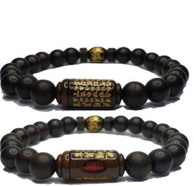 12 mm Wind Beads Bracelet Chinese Bracelet Hand-Carved Black Talisman Beads Bracelet to Attract Wealth and Good Luck