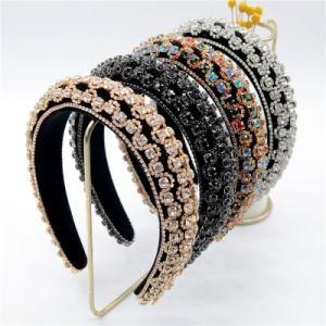 Wholesale Luxury Sponge Padded Women Glitter Rhinestone Headbands Girls Fashion Headpiece Full Crystal Diamond Headband