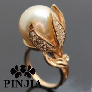 Calla Lily Simulated Pearl Flower Fashion Jewelry Ring