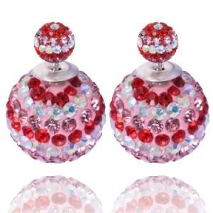 Fashion Double Ball Crystal Shamballa Beads Balls Silver Studs Earring