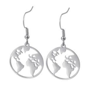 Hollow Earth Map Gold Plated Stainless Steel Earrings Drop
