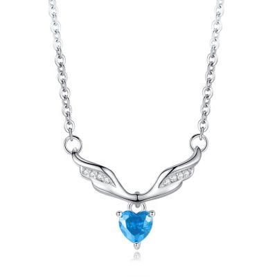 Deer Horn Blue Cubic Zirconia Jewelry 925 Sterling Silver Christmas Women Jewelry Necklaces