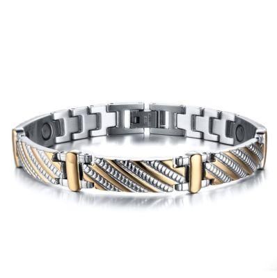 Spot Wholesale Fashion Jewelry Stainless Steel Magnet Trend Bracelet Gold Men&prime; S Jewelry