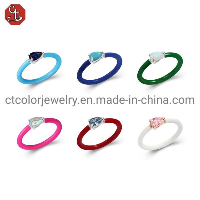 Fashion Rings Sterling 925 Silver Enamel Color Natural stone Rings for Women Finger Jewelry