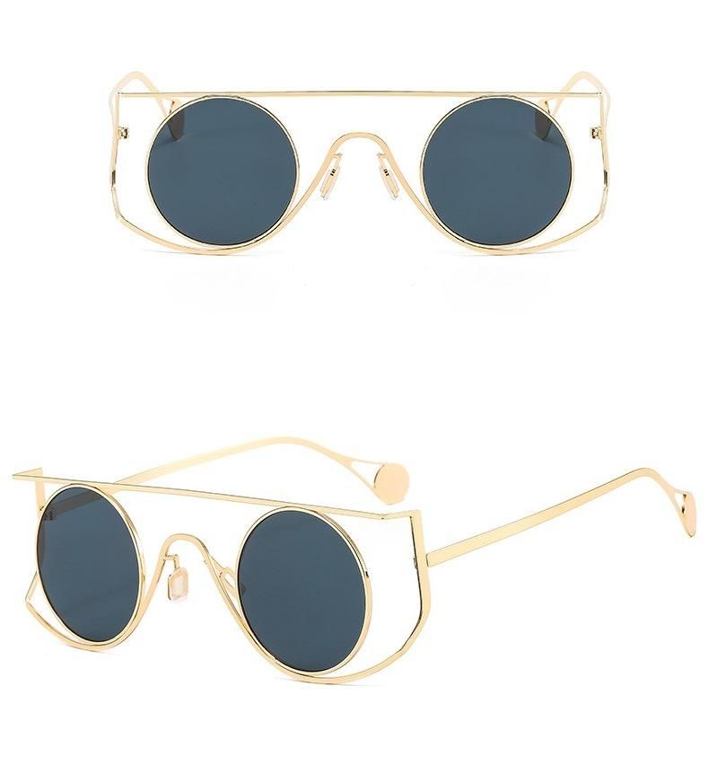 Classic Frame Round Sunglasses Women/Men Brand Designer Alloy Mirror Male Female Punk Sun Glasses